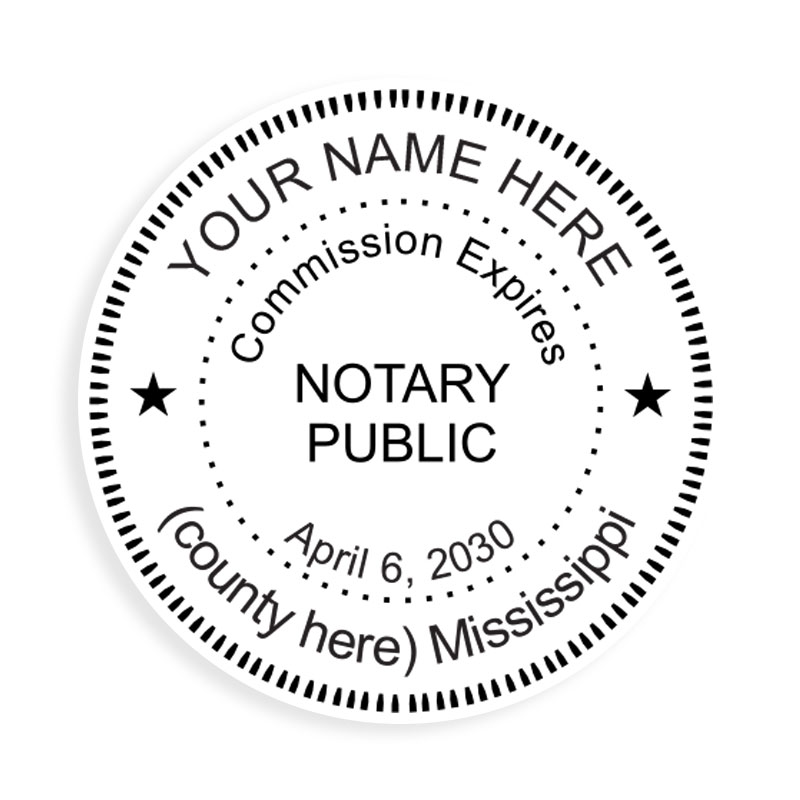 Mississippi Notary Public Round Stamp Rubber Stamp Champ