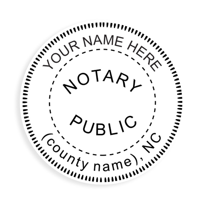 North Carolina Notary Public Round Stamp Rubber Stamp Champ