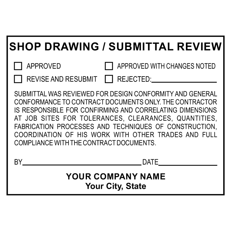 Shop Drawing Submittal Review Stamp Rubber Stamp Champ