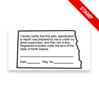 This professional architect certification stamp for the state of North Dakota adheres to state regulations & provides top quality impressions.