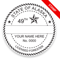 This professional forester stamp for the state of Alaska adheres to state regulations and provides top quality impressions. Orders over $100 ship free.