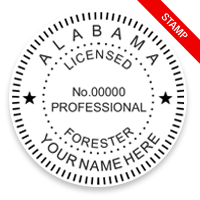 This professional forester stamp for the state of Alabama adheres to state regulations and provides top quality impressions. Orders over $100 ship free.