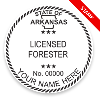 This professional forester stamp for the state of Arkansas adheres to state regulations and provides top quality impressions. Orders over $100 ship free.