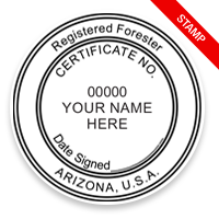 This professional forester stamp for the state of Arizona adheres to state regulations and provides top quality impressions. Orders over $100 ship free.