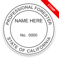 This professional forester stamp for the state of California adheres to state regulations and provides top quality impressions. Orders over $100 ship free.