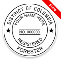 This professional forester stamp for the state of District of Columbia adheres to state regulations and provides top quality impressions.