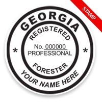 This professional forester stamp for the state of Georgia adheres to state regulations and provides top quality impressions. Orders over $100 ship free.