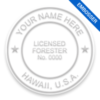 This professional forester embosser for the state of Hawaii adheres to state regulations and provides top quality impressions. Free shipping over $100!