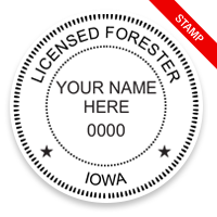 This professional forester stamp for the state of Iowa adheres to state regulations and provides top quality impressions. Orders over $100 ship free.