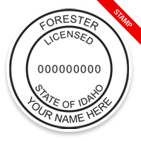 This professional forester stamp for the state of Idaho adheres to state regulations and provides top quality impressions. Orders over $100 ship free.