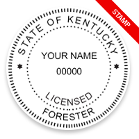 This professional forester stamp for the state of Kentucky adheres to state regulations and provides top quality impressions. Orders over $100 ship free.