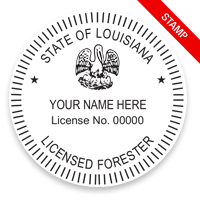 This professional forester stamp for the state of Louisiana adheres to state regulations and provides top quality impressions. Orders over $100 ship free.