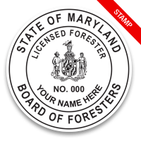 This professional forester stamp for the state of Maryland adheres to state regulations and provides top quality impressions. Orders over $100 ship free.