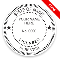 This professional forester stamp for the state of Maine adheres to state regulations and provides top quality impressions. Orders over $100 ship free.