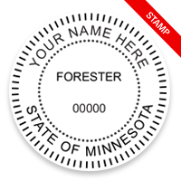 This professional forester stamp for the state of Minnesota adheres to state regulations and provides top quality impressions. Orders over $100 ship free.