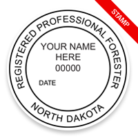 This professional forester stamp for the state of North Dakota adheres to state regulations and provides top quality impressions. Orders over $100 ship free.