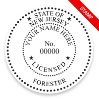 This professional forester stamp for the state of New Jersey adheres to state regulations and provides top quality impressions. Orders over $100 ship free.