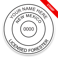 This professional forester stamp for the state of New Mexico adheres to state regulations and provides top quality impressions. Orders over $100 ship free.