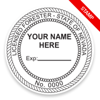 This professional forester stamp for the state of Nevada adheres to state regulations and provides top quality impressions. Orders over $100 ship free.