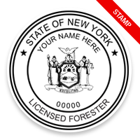 This professional forester stamp for the state of New York adheres to state regulations and provides top quality impressions. Orders over $100 ship free.