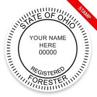 This professional forester stamp for the state of Ohio adheres to state regulations and provides top quality impressions. Orders over $100 ship free.