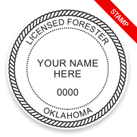 This professional forester stamp for the state of Oklahoma adheres to state regulations and provides top quality impressions. Orders over $100 ship free.