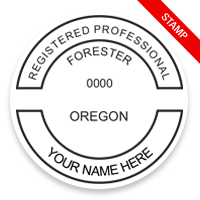 This professional forester stamp for the state of Oregon adheres to state regulations and provides top quality impressions. Orders over $100 ship free.