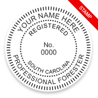 This professional forester stamp for the state of South Carolina adheres to state regulations and provides top quality impressions. Orders over $100 ship free.