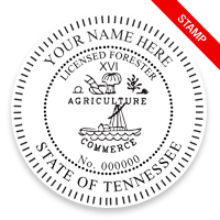 This professional forester stamp for the state of Tennessee adheres to state regulations and provides top quality impressions. Orders over $100 ship free.