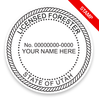 This professional forester stamp for the state of Utah adheres to state regulations and provides top quality impressions. Orders over $100 ship free.