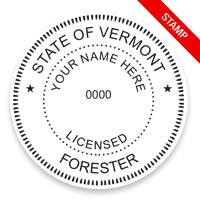 This professional forester stamp for the state of Vermont adheres to state regulations and provides top quality impressions. Orders over $100 ship free.