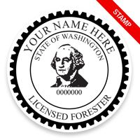 This professional forester stamp for the state of Washington adheres to state regulations and provides top quality impressions. Orders over $100 ship free.