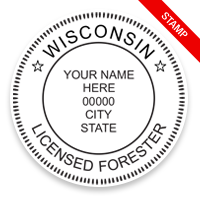 This professional forester stamp for the state of Wisconsin adheres to state regulations and provides top quality impressions. Orders over $100 ship free.