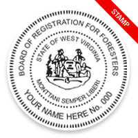 This professional forester stamp for the state of West Virginia adheres to state regulations and provides top quality impressions. Orders over $100 ship free.