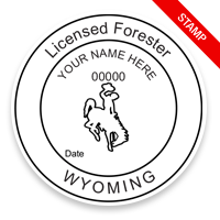 This professional forester stamp for the state of Wyoming adheres to state regulations and provides top quality impressions. Orders over $100 ship free.