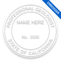 This professional geologist embosser for the state of California adheres to state regulations and provides top quality impressions. Free shipping over $100!