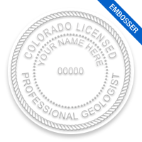 This professional geologist embosser for the state of Colorado adheres to state regulations and provides top quality impressions. Free shipping over $100!