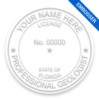 This professional geologist embosser for the state of Florida adheres to state regulations and provides top quality impressions. Free shipping over $100!