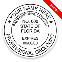 This professional geologist w/ expiration date stamp, for the state of Florida adheres to state regulations and provides top quality impressions.