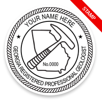 This professional geologist stamp for the state of Georgia adheres to state regulations and provides top quality impressions. Orders over $100 ship free.