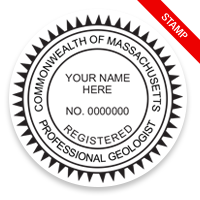 This professional geologist stamp for the state of Massachusetts adheres to state regulations and provides top quality impressions. Orders over $100 ship free.