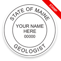 This professional geologist stamp for the state of Maine adheres to state regulations and provides top quality impressions. Orders over $100 ship free.