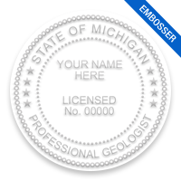 This professional geologist embosser for the state of Michigan adheres to state regulations and provides top quality impressions. Free shipping over $100!