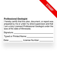 This professional geologist certification stamp for the state of Minnesota adheres to state regulations & provides top quality impressions.