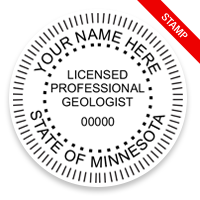 This professional geologist stamp for the state of Minnesota adheres to state regulations and provides top quality impressions. Orders over $100 ship free.