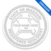 This professional geologist embosser for the state of Missouri adheres to state regulations and provides top quality impressions. Free shipping over $100!