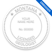 This professional geologist embosser for the state of Montana adheres to state regulations and provides top quality impressions. Free shipping over $100!