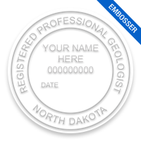 This professional geologist embosser for the state of North Dakota adheres to state regulations and provides top quality impressions. Free shipping over $100!