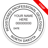 This professional geologist stamp for the state of North Dakota adheres to state regulations and provides top quality impressions. Orders over $100 ship free.