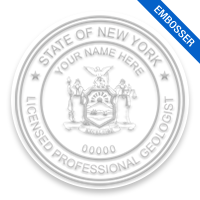 This professional geologist embosser for the state of New York adheres to state regulations and provides top quality impressions. Free shipping over $100!